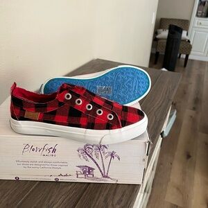 Blowfish Red and Black Plaid Sneakers